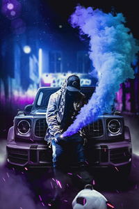 Boy With His Gwagon Smoke Bomb (480x800) Resolution Wallpaper