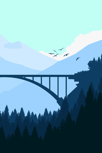 Bridge In Forest Minimalist 4k (480x800) Resolution Wallpaper