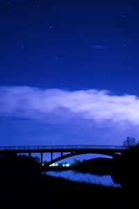 Bridge Night Clouds Starry Sky 5k (320x568) Resolution Wallpaper