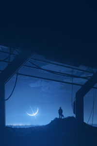 Broken Moon (540x960) Resolution Wallpaper