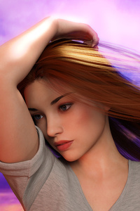 Brown Hair Girl Digital Art