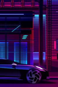 Bugatti Noire Neon Art (2160x3840) Resolution Wallpaper