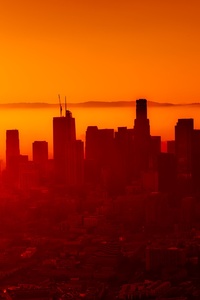 Buildings Skycrappers Smog Sunset (1080x2280) Resolution Wallpaper