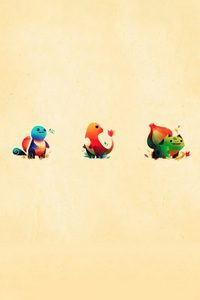 Bulbasaur Squirtle And Charmander (480x854) Resolution Wallpaper
