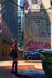 Bunny Girl In City 4k (1440x2960) Resolution Wallpaper