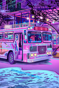 750x1334 Bus Stop Synthwave