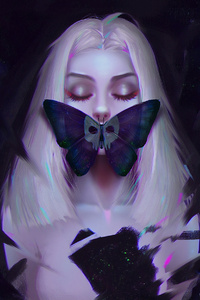 Butterfly Girl Mouth (640x960) Resolution Wallpaper