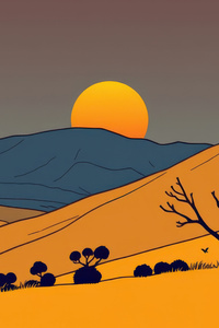 California Sunset Illustration (320x480) Resolution Wallpaper