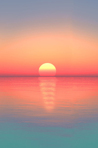 Calm Sunset Ocean Digital Art 5k