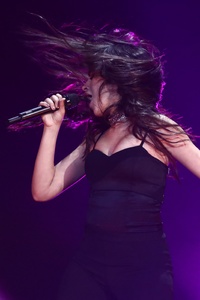 Camila Cabello Performing Live Stage 4k (1080x2280) Resolution Wallpaper