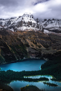 Canada Mountains Lake O Hara Clouds (1440x2560) Resolution Wallpaper