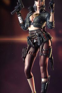 Cap Girl With Two Guns 4k (640x1136) Resolution Wallpaper