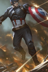 Captain America And Shield (360x640) Resolution Wallpaper