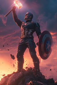 Captain America Icon Of Justice (240x400) Resolution Wallpaper