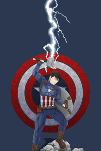 Captain America In Anime Style (1080x2160) Resolution Wallpaper