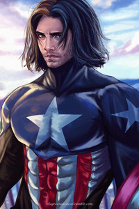 Captain America Long Hair Artwork (240x400) Resolution Wallpaper
