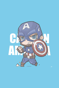 Captain America Minimal Chibbi 4k (480x800) Resolution Wallpaper