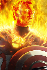 Captain America The Burning Soul (1280x2120) Resolution Wallpaper