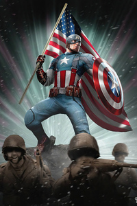 Captain America With Flag 4k (1080x2280) Resolution Wallpaper