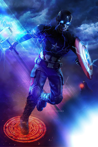 Captain America With Hammer And Shield 4k (1280x2120) Resolution Wallpaper