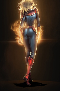 Captain Marvel 4k Walking (640x960) Resolution Wallpaper