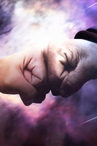 Captain Marvel And Thor Fist 5k (360x640) Resolution Wallpaper