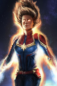 Captain Marvel Artsnew (640x960) Resolution Wallpaper