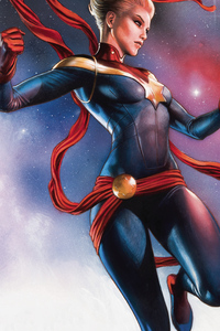Captain Marvel Comic Book Art (1280x2120) Resolution Wallpaper
