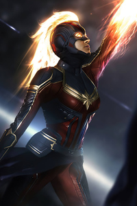 Captain Marvel Fire 4k (1080x2280) Resolution Wallpaper