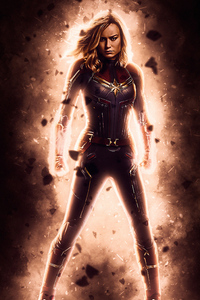 Captain Marvel Fire (640x1136) Resolution Wallpaper