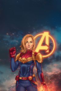 Captain Marvel In Avengers Endgame 5k (320x568) Resolution Wallpaper