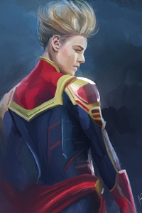 Captain Marvel Paint Art (1280x2120) Resolution Wallpaper