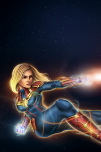 Captain Marvel Strikes (480x800) Resolution Wallpaper