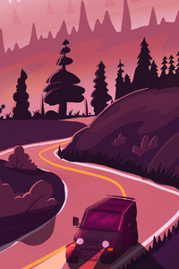 Car Drive Road Illustration 4k (1125x2436) Resolution Wallpaper