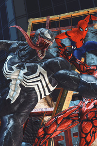 Carnage Venom Spiderman Artwork 4k (640x1136) Resolution Wallpaper