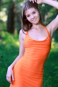 1440x2560 Carolina Kris Orange Dress 5k