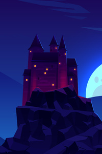 Castle Rock Night Minimal 4k (640x960) Resolution Wallpaper