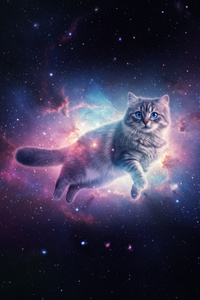 Cat In Galaxy (360x640) Resolution Wallpaper