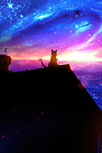 Cat On Magic Roof 4k (320x480) Resolution Wallpaper
