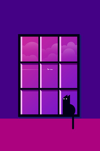 1440x2560 Cat Sitting Window Minimal 8k