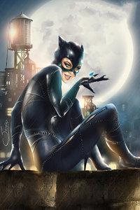 Catwoman Gotham City 4k (1080x2160) Resolution Wallpaper