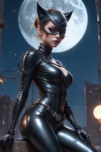 Catwoman In Black Leather Dress (320x568) Resolution Wallpaper