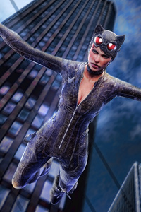 Catwoman Jumping Out Of Building Artwork 4k (1125x2436) Resolution Wallpaper