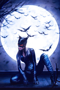 Catwoman Roof 4k (1080x1920) Resolution Wallpaper