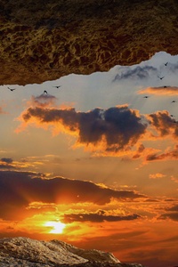Cave Rock Sunset 8k (640x960) Resolution Wallpaper