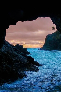 Cave Sunset Sea