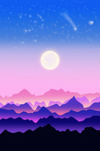 Celestial Blush Over Silent Peaks (320x568) Resolution Wallpaper