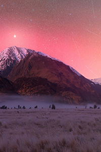 Celestial Peaks Embracing The Starlit Mountains (640x1136) Resolution Wallpaper