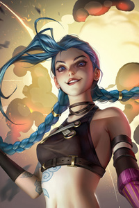 Chaos Queen Jinx (360x640) Resolution Wallpaper