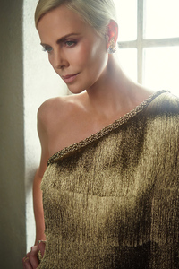 Charlize Theron Vanity Fair Oscar Portrait 4k (1080x2280) Resolution Wallpaper